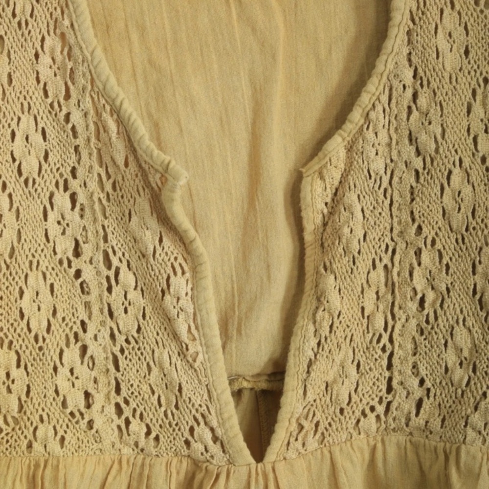 Jen's Pirate Booty X Free People mustard yellow cotton gauze crop top Sz. M - Picture 3 of 6